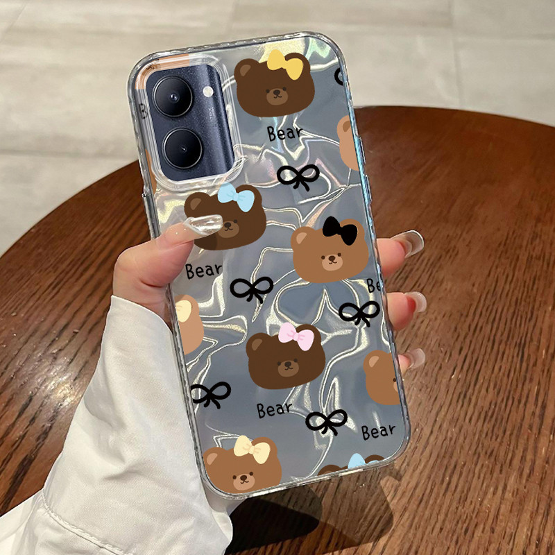 Casing Hp Untuk Realme C33 Case Beruang Teddy Lovely Gradiant Laser  Kesing Kasing Cesing Silikon So