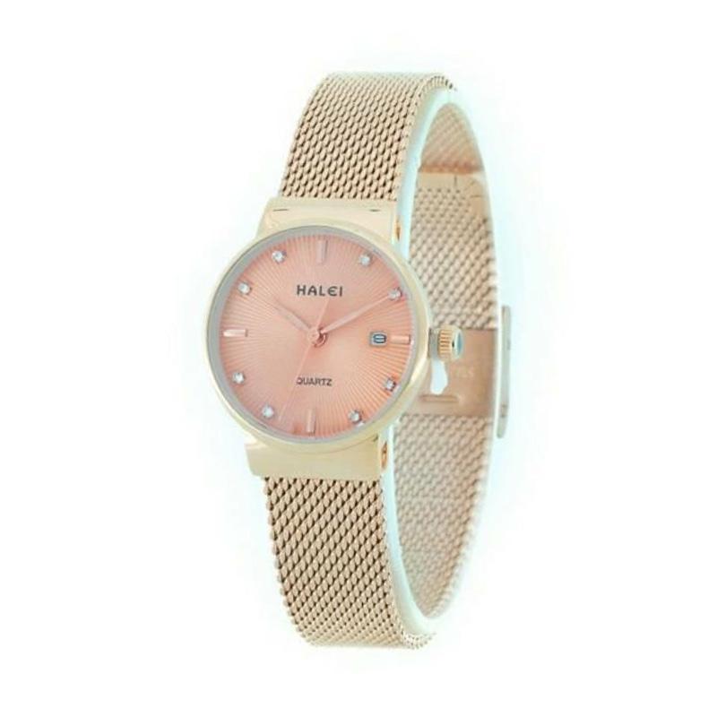 Halei 8024 Full Rantai Pasir Jam Tangan Wanita - Rosegold