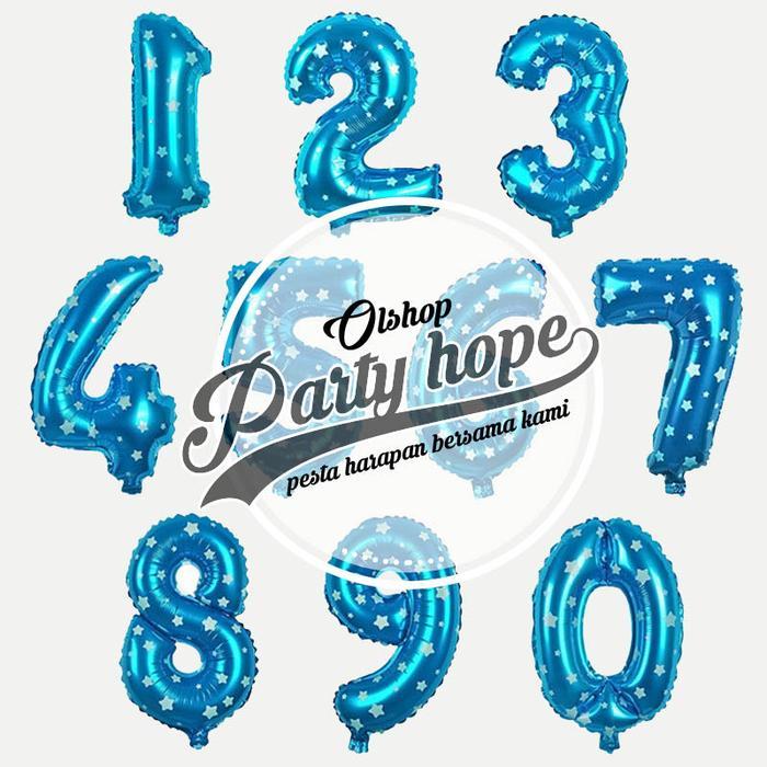 balon foil angka biru / balon angka / balon angka biru