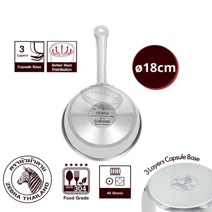 Zebra Fry Pan 18 Cm Estio Pro 175088 Wajan Penggorengan Stainless Sus 304 Frying Pan 18Cm Terlaris