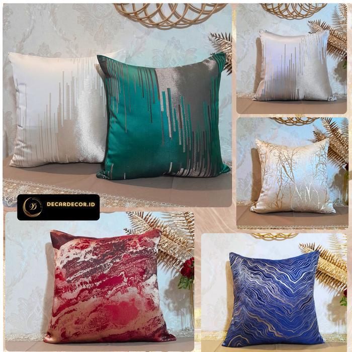 Diskon Sarung Bantal Kursi Sofa Mewah Marble Gold Sarung Bantal Mewah Emas Benang Silver
