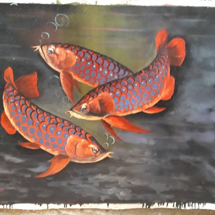 Lukisan ikan koi asli 3D