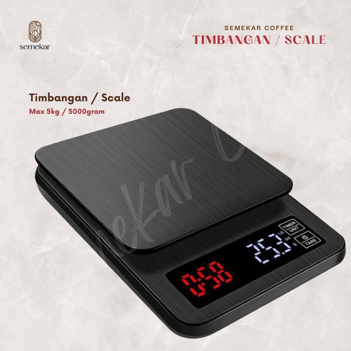 r16k- Timbangan Digital Kopi 5Kg Timer Kopi V60 Coffee Scale Lcd Drip Origin