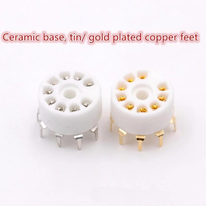 Import Free Shipping 10Pcs Ceramic 9Pin B9A Pcb Mount Tube Socket For 12Ax7 12At7 12Au7 6Dj8 Ecc82