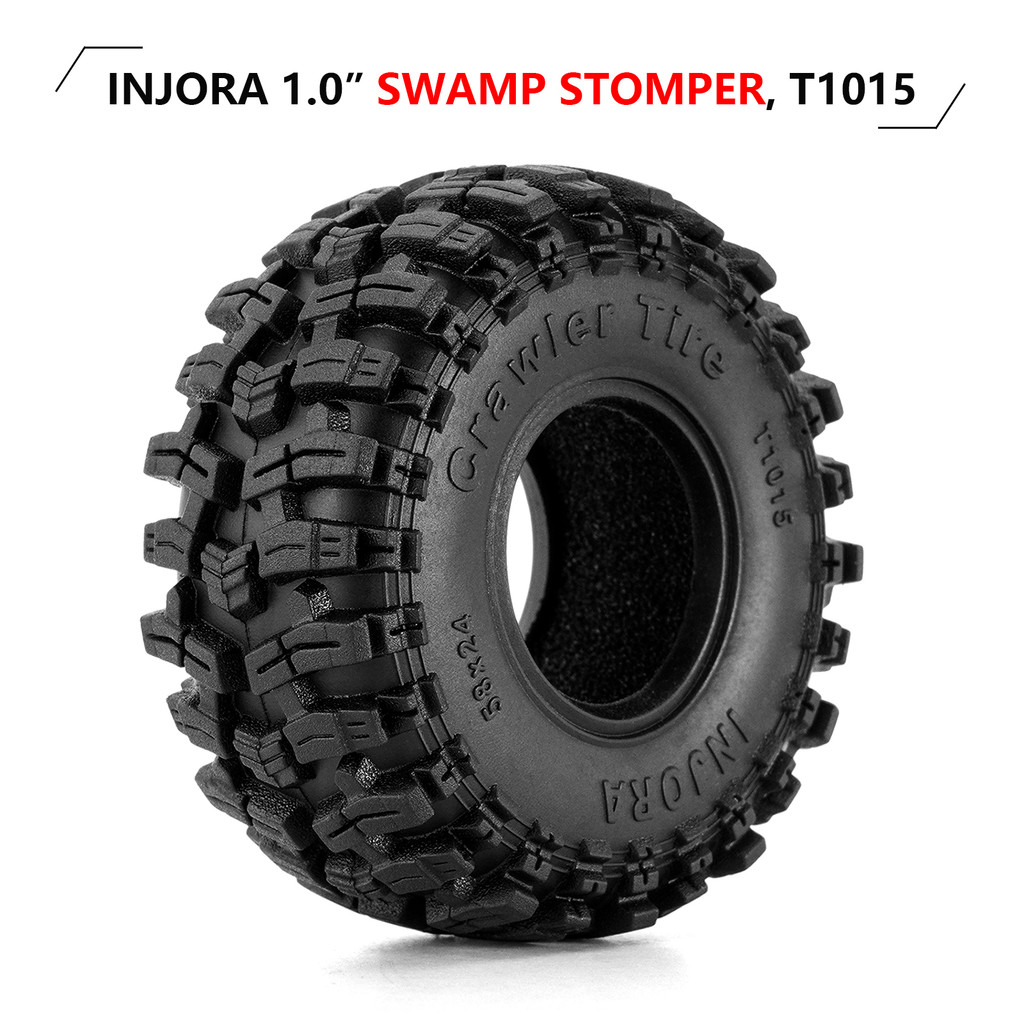 1.0" Swamp Stomper Wheel Tires 58*24mm for 1/24 1/18 RC Crawler Car SCX24 AX24 TRX4M FCX24 (T1015)