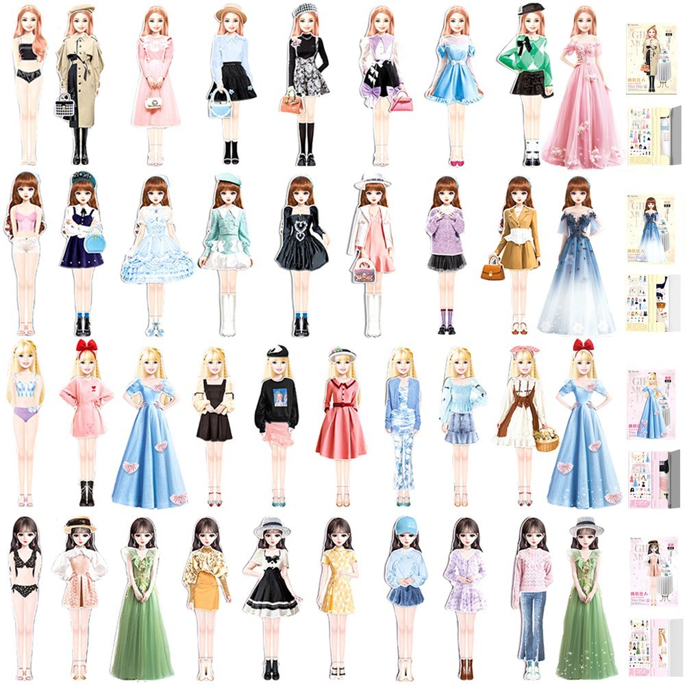 Dress Up Show Stickers Safe And Harmless Doll Clothes Magnetic Book Gift For Girls Created Imagine