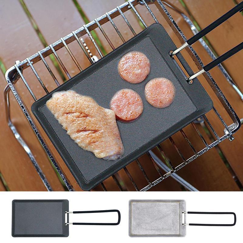 Camping Barbecue Grill Plate Picnic Square Griddle Pan Steak Frying Pan Non Stick Flat Griddle Pan