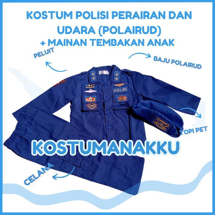 Kostumanakku Baju Polisi Air Laut Udara Polairud-Kostum Polairud Anak-Seragam Pdl Polairud