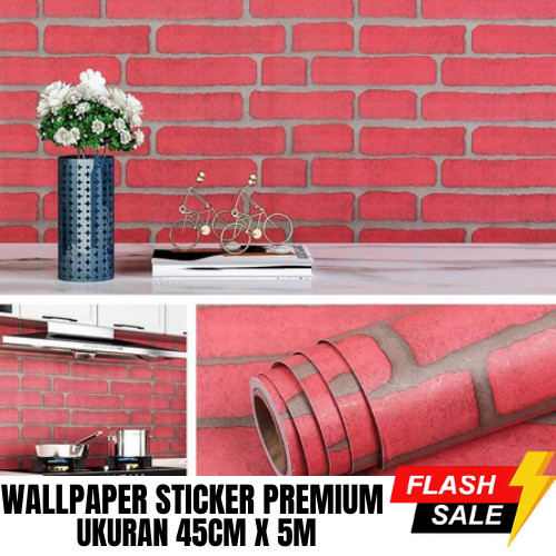 Termurah - Wallpaper Stiker Dinding Motif Bata Merah Premium Pvc Wallstiker Dekorasi Rumah Terlaris