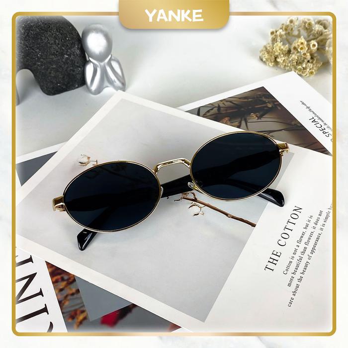 [Paket Kotak & Lap] Kacamata Hitam Wanita kacamata Korea Bulat Bingkai Kecil Sunglasses Kacamata