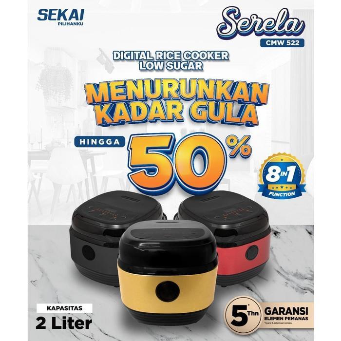 SEKAI Rice Cooker Digital Low Sugar CMW-522 Low Carbo Anti Gemuk 2L CMW522