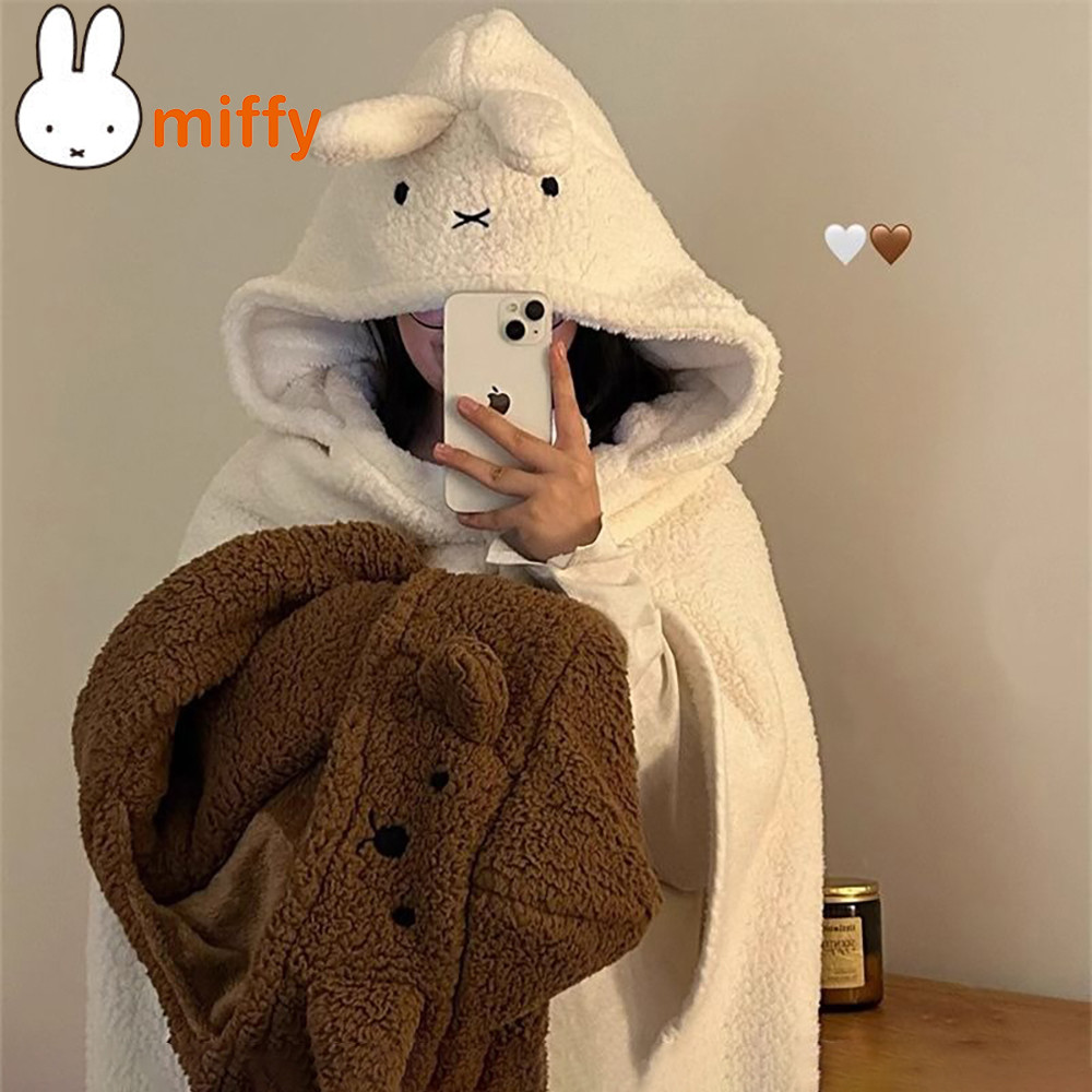 Cute Miffy Kawaii Cloak Cartoon Rabbit Thick Blanket Small Blanket Simple Fashion Warm Blanket Girl