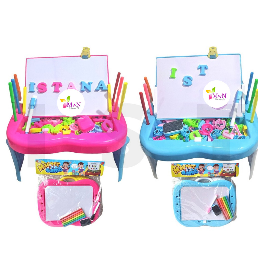 MwnToys Mainan Papan Tulis Magnetic Drawing Board Meja Belajar Anak FU1131