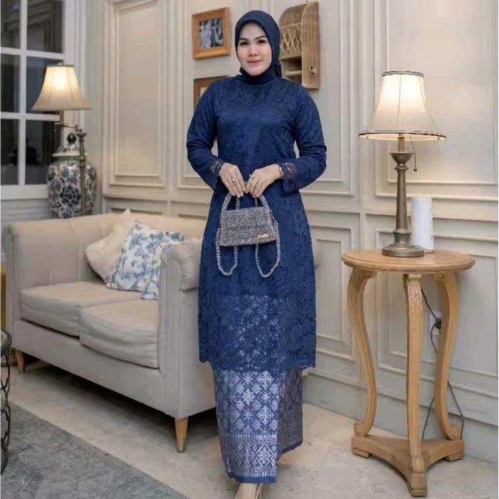 STOK TERBATAS  READY SETELAN TUNIK KEBAYA BRUKAT ROK SONGKET//BAJU KEBAYA BRUKAT JUMBO ROK