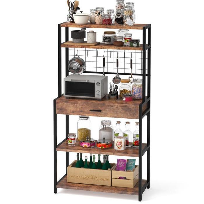 Rak kabinet dapur rustic industrial - rak dapur kayu rangka besi