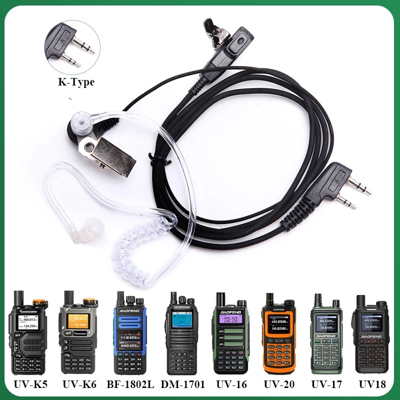 Headset Acoustic For Quansheng Uv5R Plus Uv-K5 Uv-K6 Baofeng Walkie Talkie Uv5R Uv-13 Pro Uv17 Plus