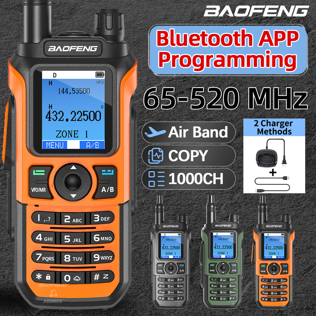 Baofeng Uv-21 Pro V3 Walkie Talkie Air Band Wireless Bluetooth App Programming 1000Ch Type-C Am Noaa