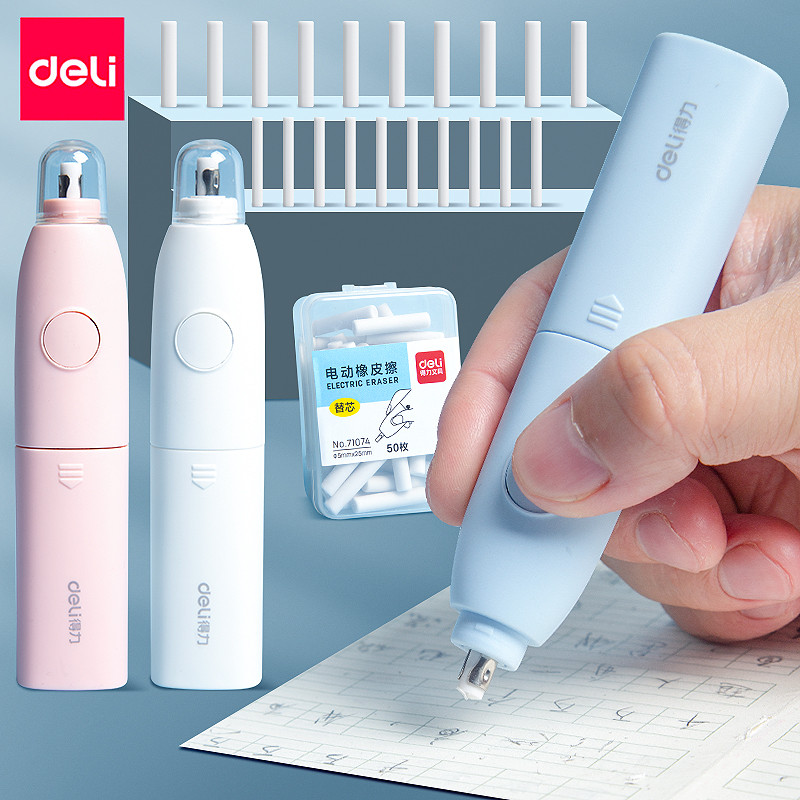 Deli Electric Eraser Pen Kawaii gomas de borrar Rubber Refill For Artist Drawing Sketching School Of