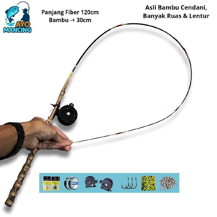 Joran pancing wader satu set lentur bambu cendani 120cm