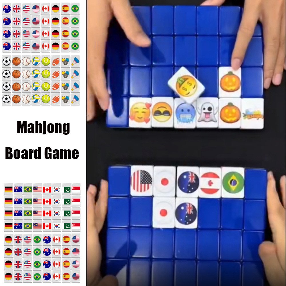 64+1 Blocks Escape Mahjong Game Country Flag Ball Pattern Mahjong Board Game Relax Time