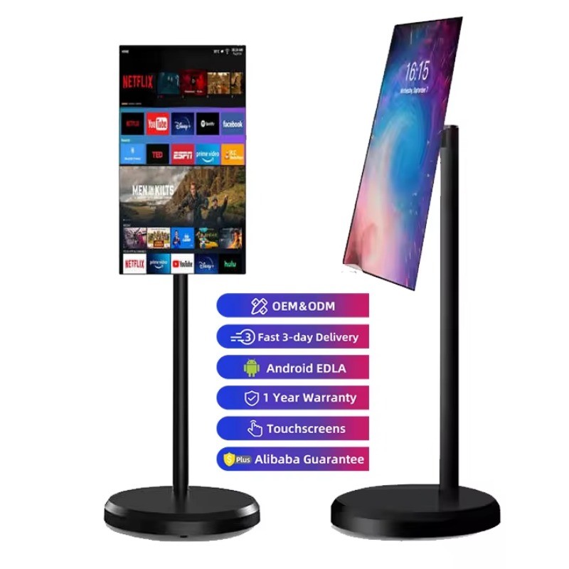 Portable Touch Screen Tv 21.5 Inch Lcd Display Touch Screen Monitor Rotating Smart Tv Vertical Smart