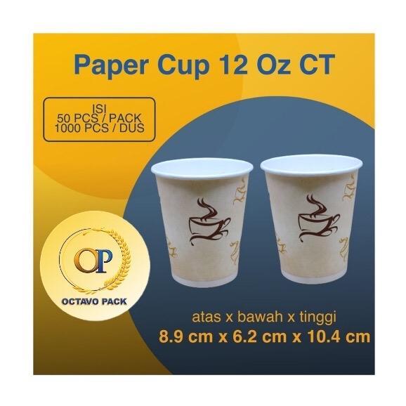 Paper Cup 12 Oz Hot CT Printing / Gelas Kertas Minuman Panas 12 Oz Hot CT Motif (Isi 50 pcs)