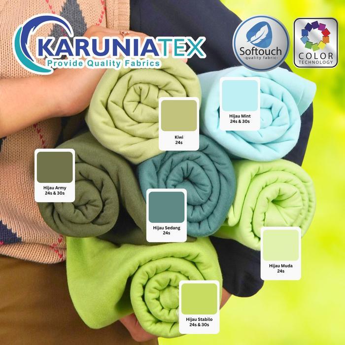 jq41- Kain Kaos Pe Soft 24S Kiloan Hijau Stabilo Karunia Textile