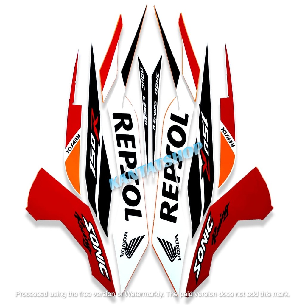 STIKER STRIPING LIS BODY MOTOR HONDA SONIC 150R 2015 2016 REPSOL FULL SET