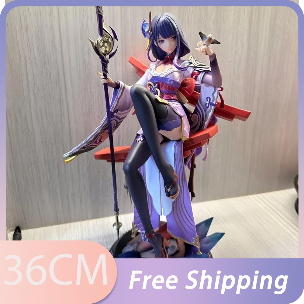 Game Genshin Impact Figure Raiden Shogun Figures Sexy Girl Beelzebul Figurine Pvc Sitting Posture
