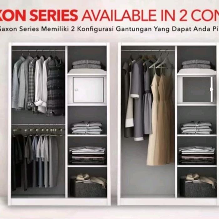 Lemari Baju Pakaian Besi Sliding Gas Pira Saxon - Bandung Saja