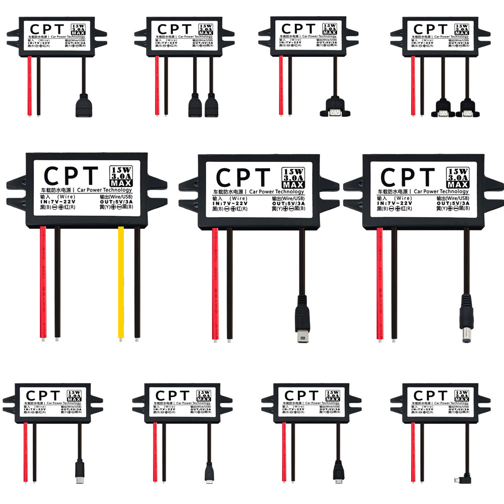 Dc-Dc Step Down Buck Converter Power Supply Module 12V To 5V 3A 15W For Car Male Female Usb Mini Usb