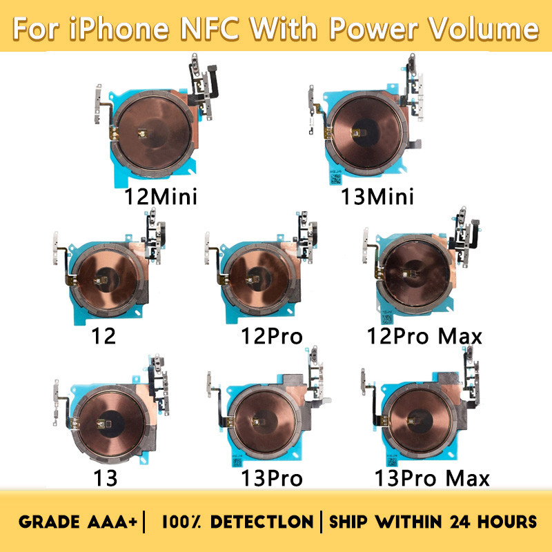 Oem Wireless Charging Chip Coil Nfc With Power Volume Button Flex For Iphone 12 13 Mini Pro Max