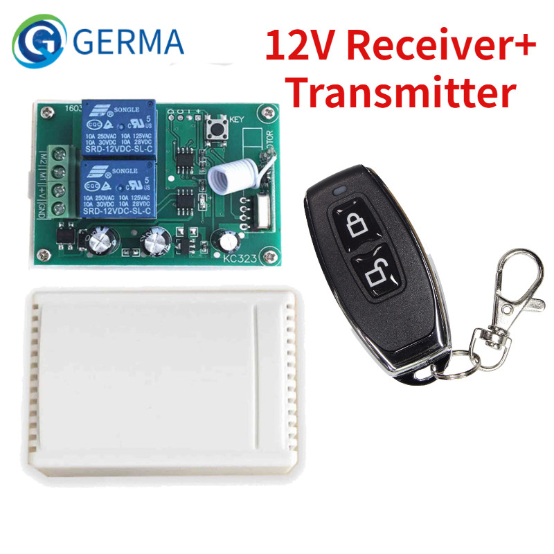 Germa 433Mhz Unrsal Wireless Remote Control Switch Dc 12V 2Ch Rf Relay Recer Ule + 2 Ch Rf 433 Mhz