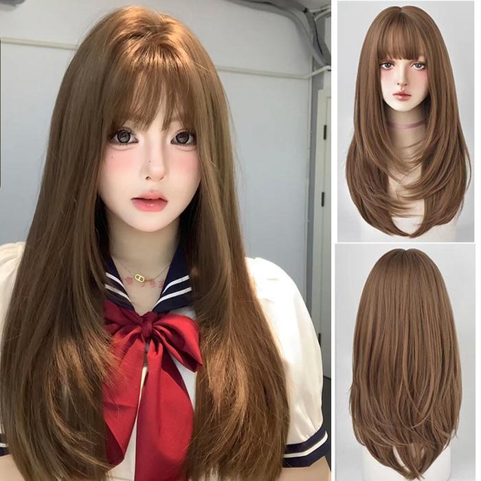 0jf5- Wig Wanita Full Wig Rambut Wanita Kepala Rambut Palsu Wanita Korea Full Wig Korea
