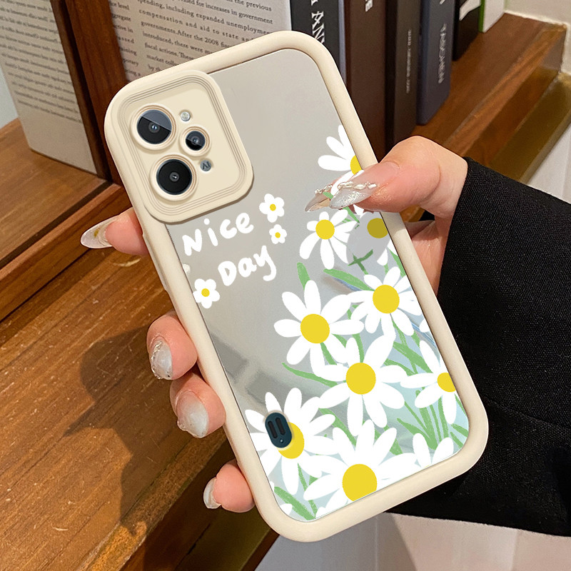 Casing Hp Untuk Realme C31 Case Nice day Bunga aster Fancy Cermin 3D Painted Kesing Mirror Cesing si