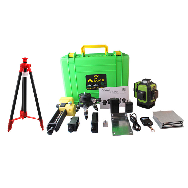 Fukuda Rotary Laser Level 360 16 Lines 4D Green Beam Cross Line Laser Leveler Self-Leveling