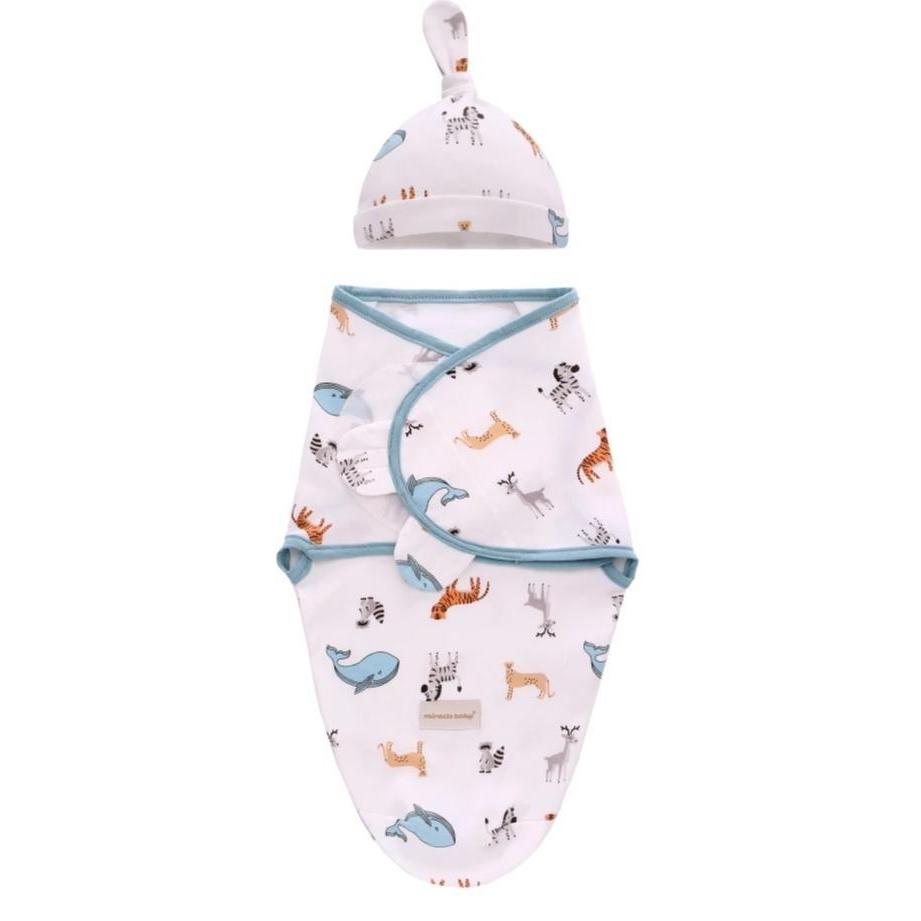 Bedong Instan Set Topi Bayi / Bedong Swaddle Wrap Bedong Tidur Bayi