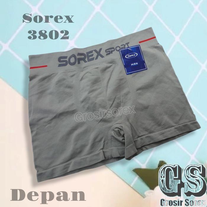 5ebh- Celana Dalam Boxer Pendek Cd Pria Sorex M3802 Katun Motif Polos 1 Kotak Isi 2 Pcs