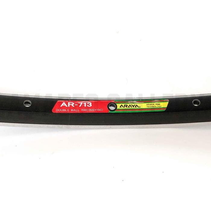 RIMS 700C 32H RIMS ARAYA AR 713 32 HOLE BLACK HITAM SILVER DOUBLE WALL