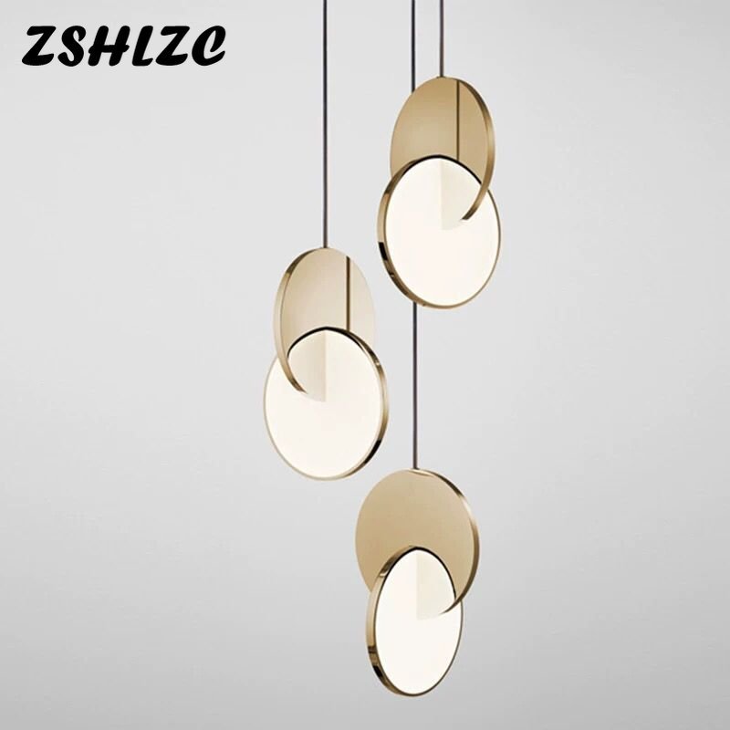 Modern Ring Led Pendant Light Geometric Circle Gold/Chrome Small