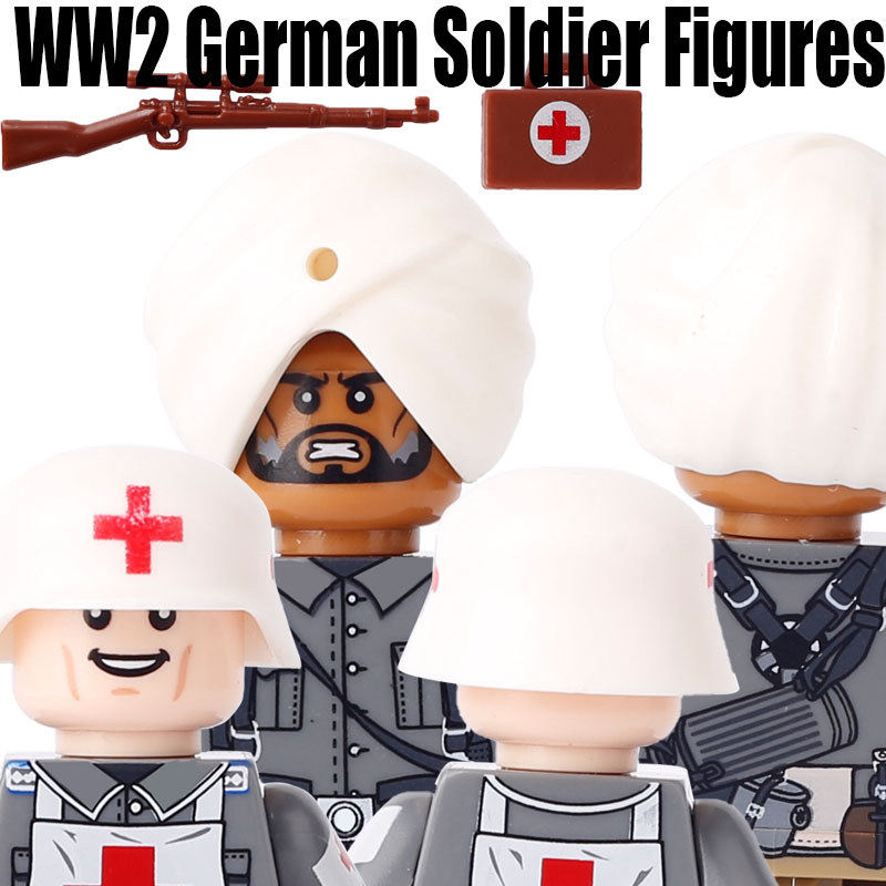 WW2 German Military Soldier Figures Building Blocks WW1 Army Medical Corps Warrior Indian Infantry G