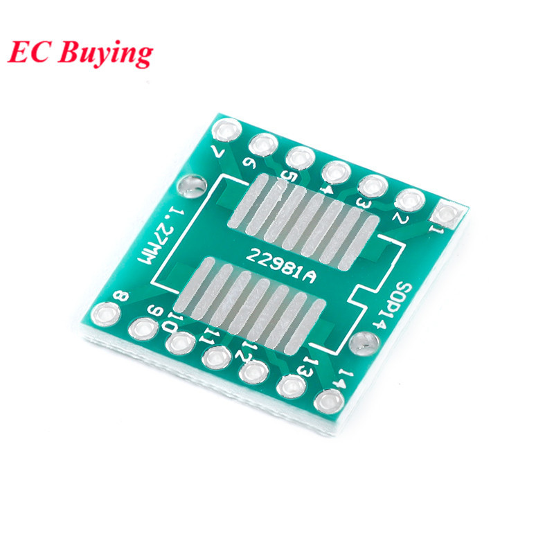 10pcs/lot SOP14/SSOP14/TSSOP14 to DIP Turn DIP14 Pinboard SMD 2.54mm Pin Pitch 0.65mm/1.27mm PCB Ada