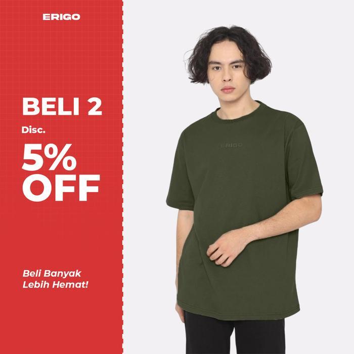 PROMO (GGV) ERIGO T-SHIRT BASIC ALIGER OLIVE - KAOS BASIC HIJAU OLIVE PRIA & WANITA DESAIN STYLISH