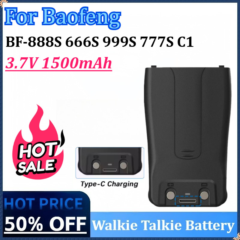 New 3.7V 1500Mah Walkie Talkie Battery For Baofeng Bf-888S Type-C Usb Charger Bl-1 For Bf-666S Bf-C1