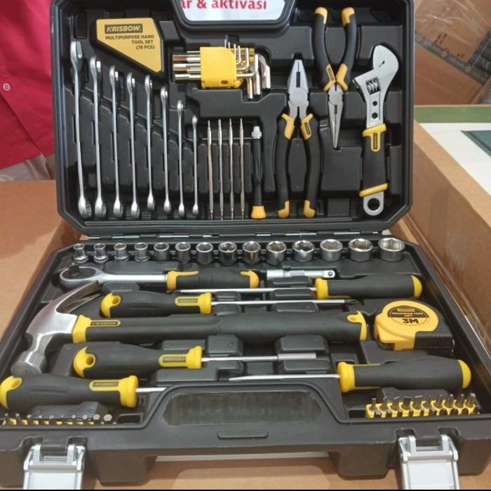 Krisbow Tool Kit Box Set 78 Pcs Kotak Perkakas Mekanik Hand Toolkit 78