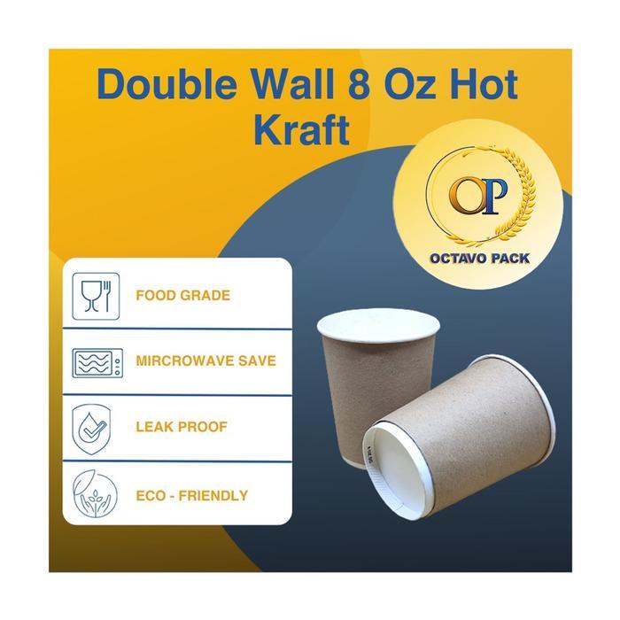 mhej- Paper Cup Double Wall Kraft 8 Oz / Double Wall 8 Oz Hot / Paper Cup Double Wall (Isi