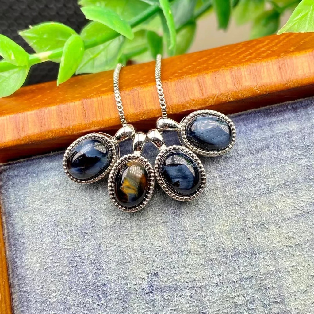 Natural Blue Pietersite Chatoyant Pendant 8mm Cat Eye Namibia Women Men AAAAAA