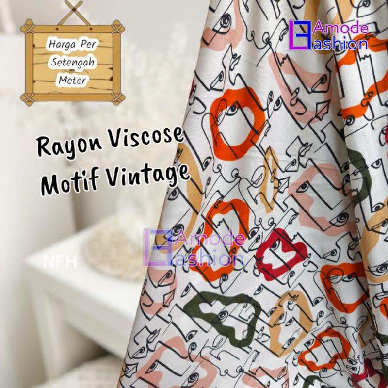 Kain Rayon Viscose Motif Vintage