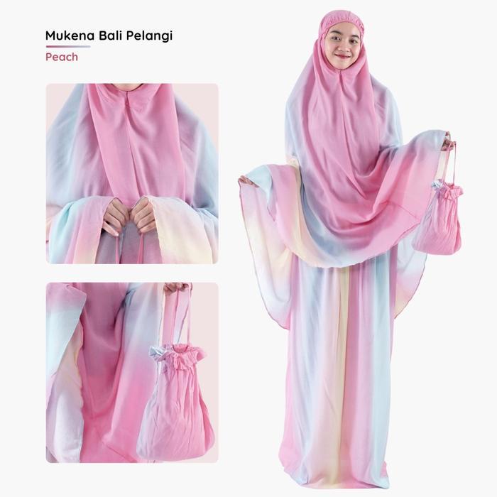 Mukena Bali Pelangi / Mukena Jumbo Motif Pelangi / Mukena Tye Dye Rayon Muslim Dewasa