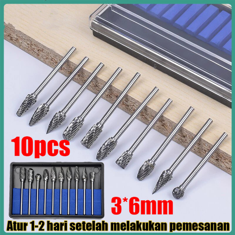 Mata Bor Tungsten Steel 10pcs Mata Bor Tuner 1 Set Komplit Batang Bor Tungsten Baja Karbida Padat